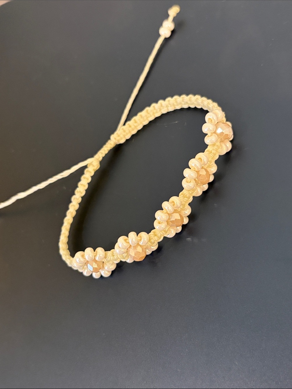 Adult Delicate Cream Beaded Macramé Bracelet